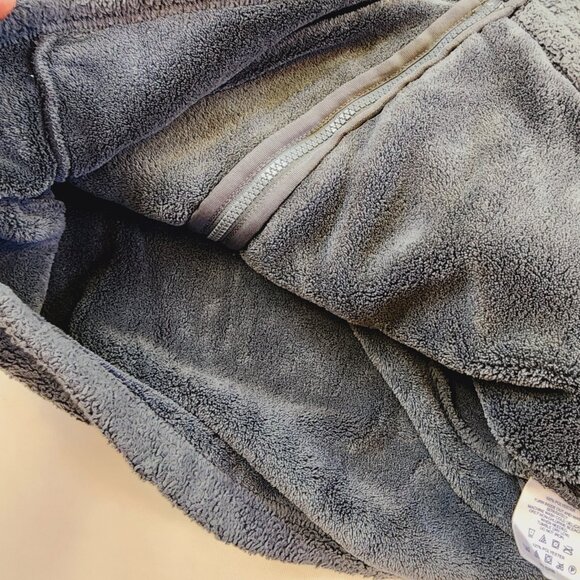 Lands End Jacket Women Large 14-16 Gray Fleece Soft Full Zip Pockets Collar - Picture 8 of 10